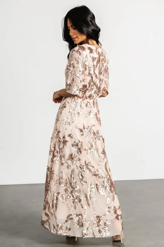 Lucy Sequin Dress Rose Gold Women Baltic Born Maxi Dresses
