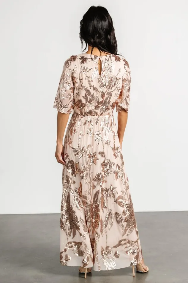 Lucy Sequin Dress Rose Gold Women Baltic Born Maxi Dresses