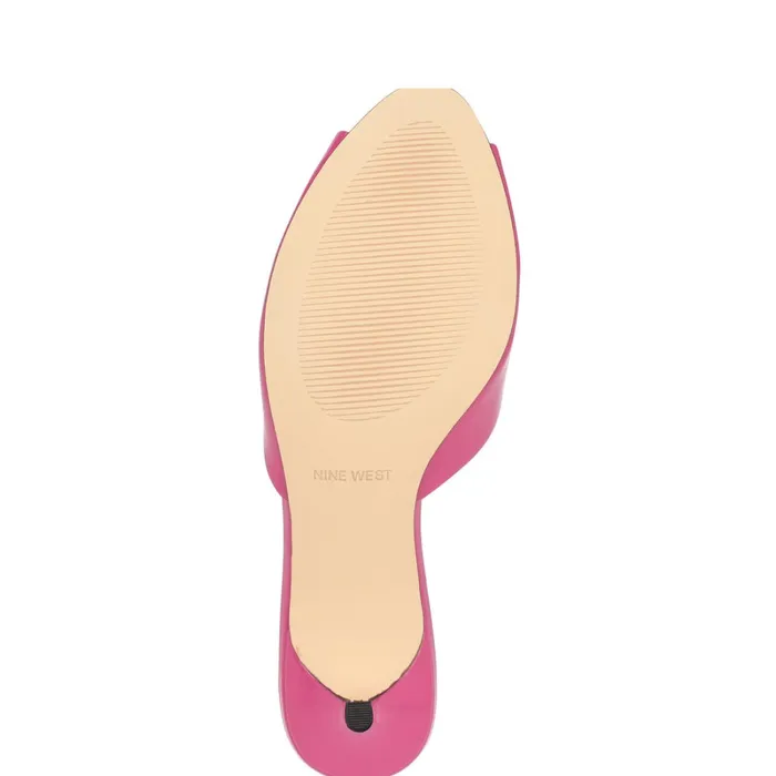 Luvlie Heeled Slide Sandals Pink Patent Women Nine West Low Heel Luvlie Heeled Slide Sandals Pink Patent Women Nine West Low Heel