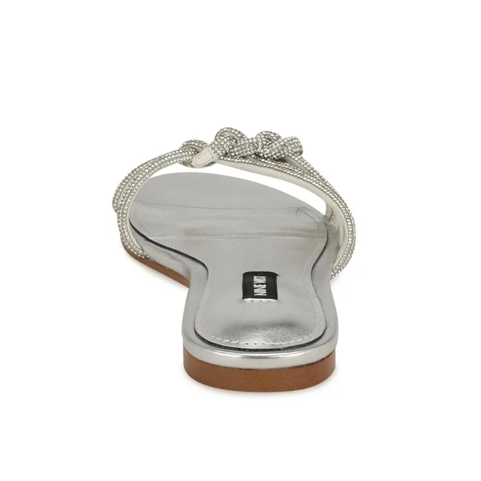 Luxury Flat Slide Sandals Silver Women Nine West Casual