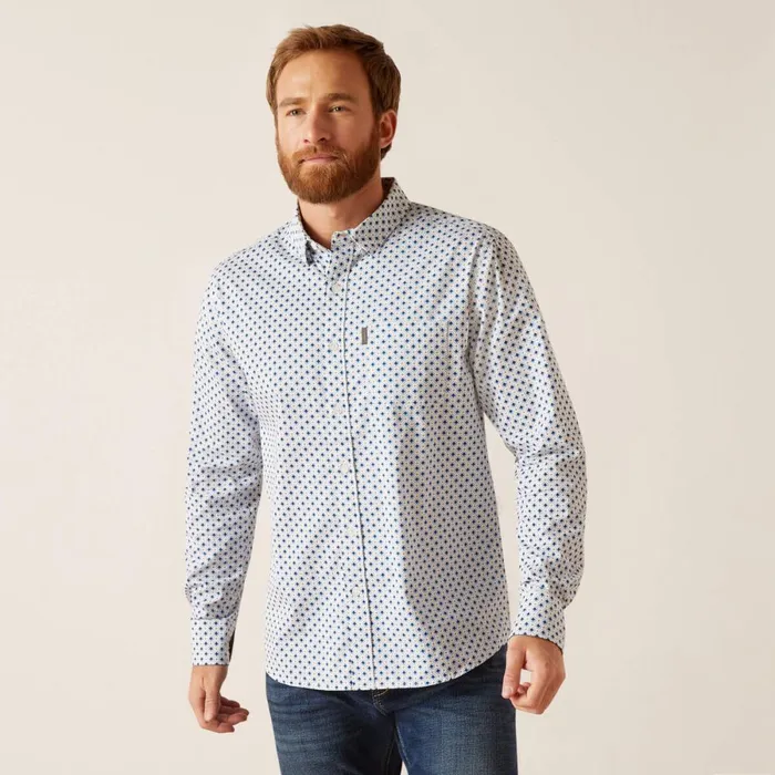 Mac Stretch Modern Fit Shirt White Men Ariat Button Down Shirts