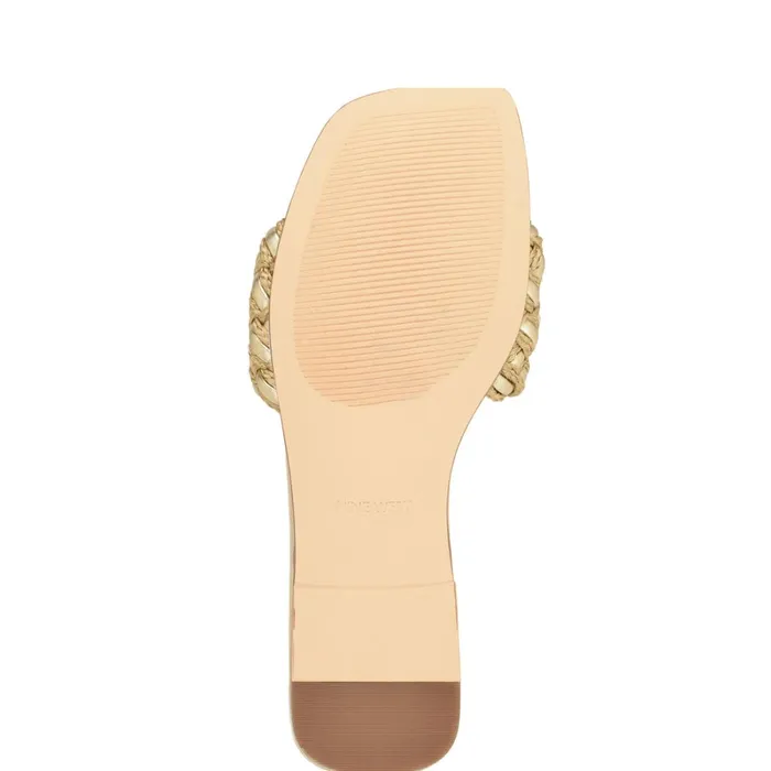 Maci Flat Slide Sandals Gold Women Nine West Flats