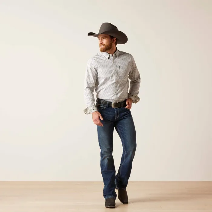 Maddox Stretch Modern Fit Shirt Grey Men Ariat Button Down Shirts