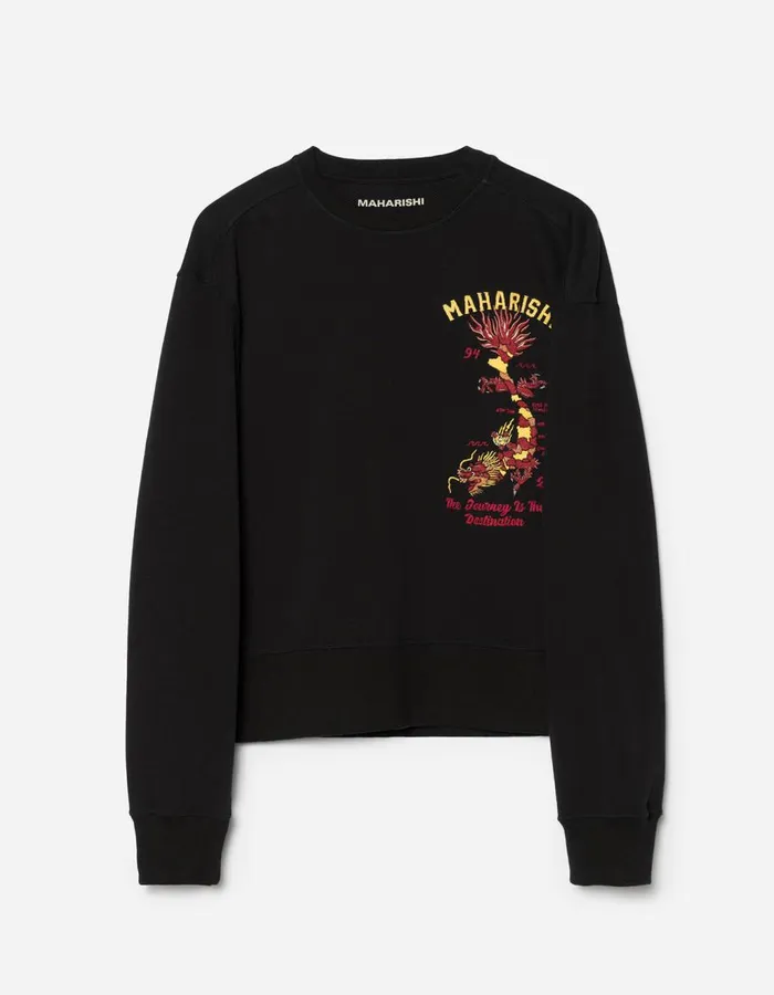 Maharishi Crew Sweats 5248 Dragon Map Vintage Crew Sweat Black 8211 Men