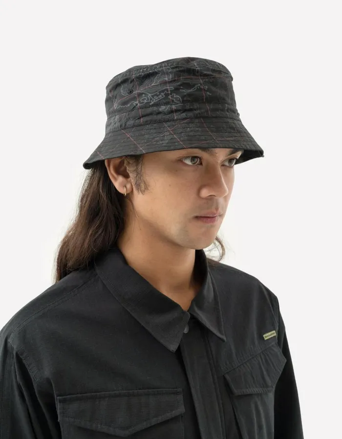 Maharishi Hats 5227 Reversible Contour Bucket Hat BlackSubdued Night 8211 Men