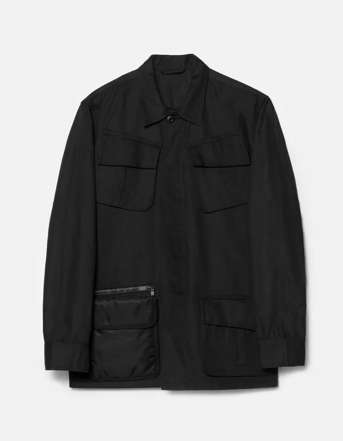 Maharishi Long Sleeve Shirts 5200 Hemp Jungle Utility Jacket Black 8211 Men