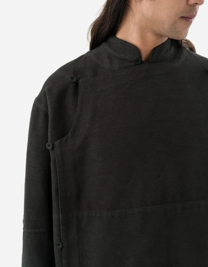 Maharishi Long Sleeve Shirts 5330 Asym Monk Shirt Black 8211 Men