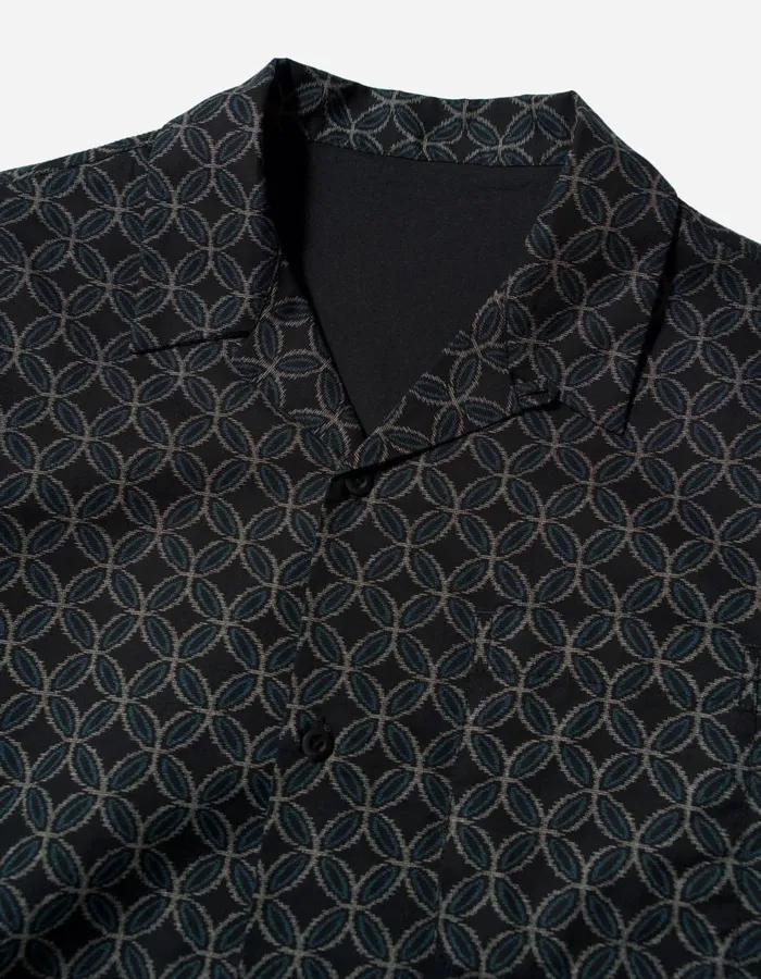 Maharishi Short Sleeve Shirts 5205 Wagara Camp Collar Shirt Black 8211 Men