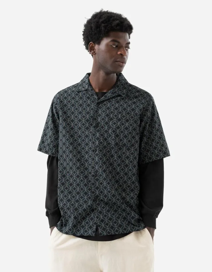 Maharishi Short Sleeve Shirts 5205 Wagara Camp Collar Shirt Black 8211 Men