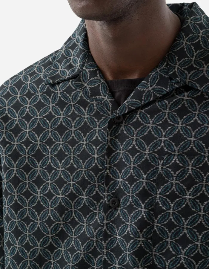 Maharishi Short Sleeve Shirts 5205 Wagara Camp Collar Shirt Black 8211 Men
