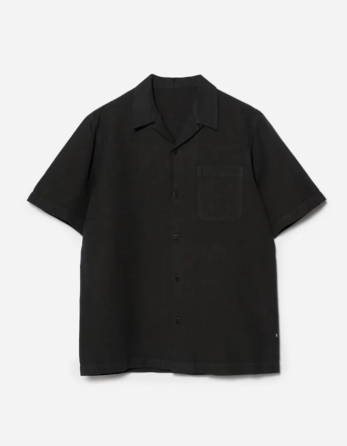 Maharishi Short Sleeve Shirts 5211 Hemp Camp Collar Shirt Black 8211 Men