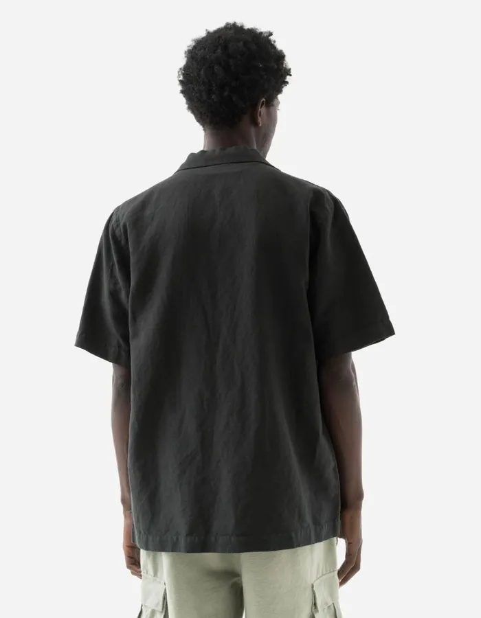 Maharishi Short Sleeve Shirts 5211 Hemp Camp Collar Shirt Black 8211 Men