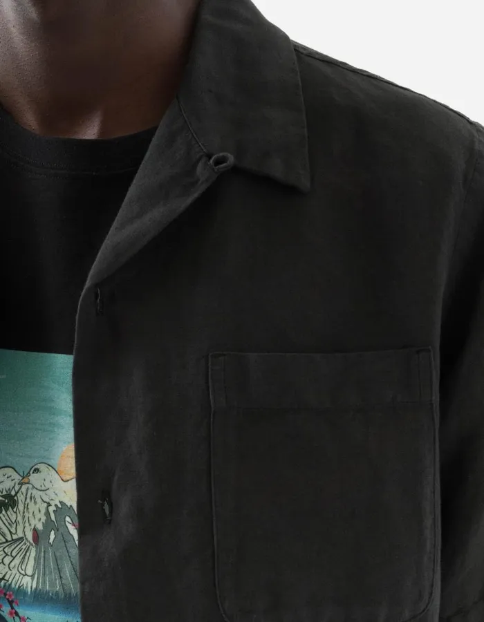 Maharishi Short Sleeve Shirts 5211 Hemp Camp Collar Shirt Black 8211 Men