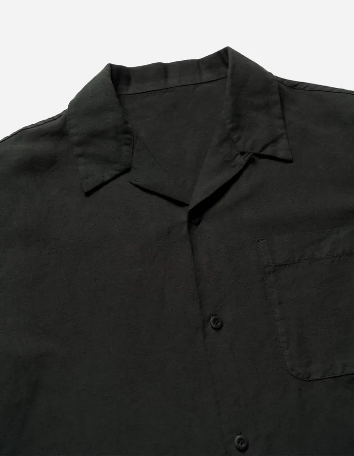 Maharishi Short Sleeve Shirts 5211 Hemp Camp Collar Shirt Black 8211 Men