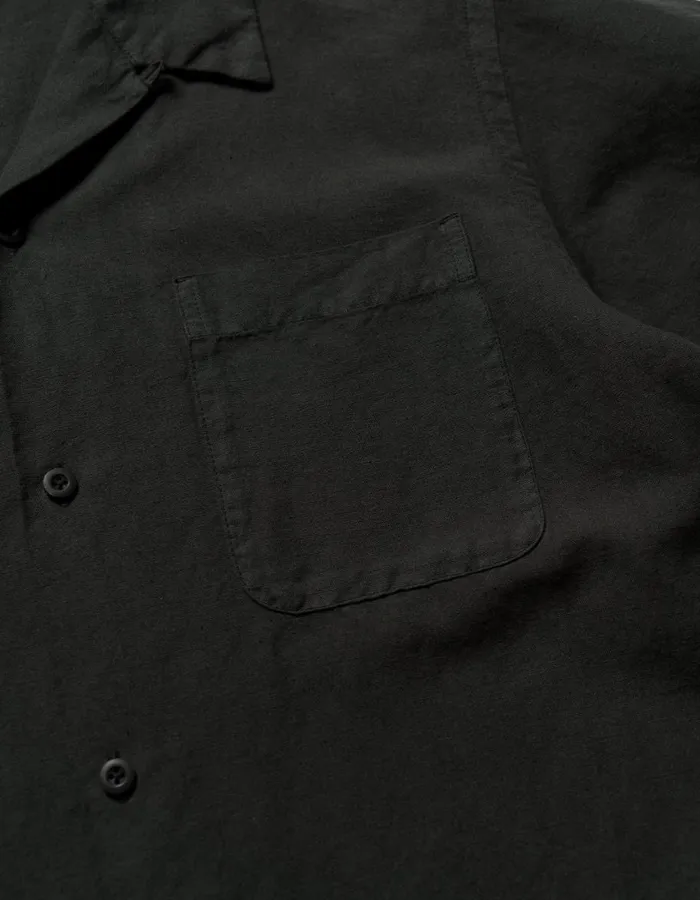 Maharishi Short Sleeve Shirts 5211 Hemp Camp Collar Shirt Black 8211 Men