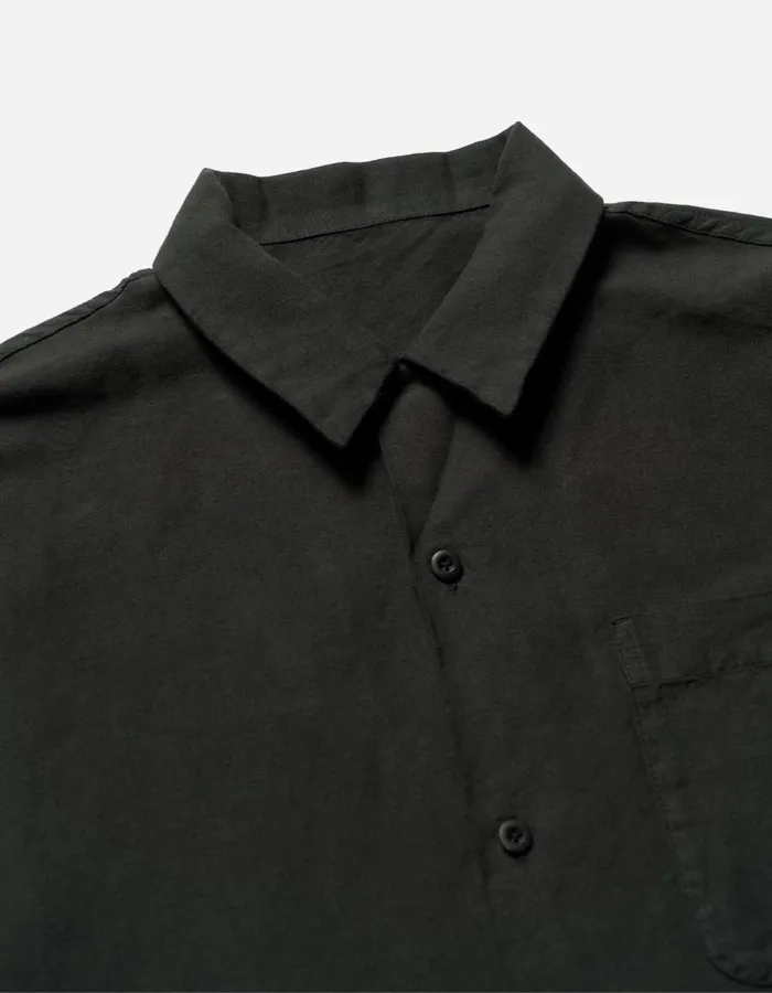 Maharishi Short Sleeve Shirts 5211 Hemp Camp Collar Shirt Black 8211 Men