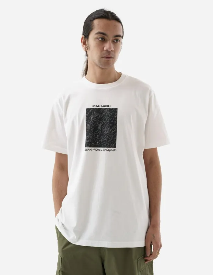 Maharishi Short Sleeve TShirts 1310 Maha Basquiat Camo Box TShirt White 8211 Men