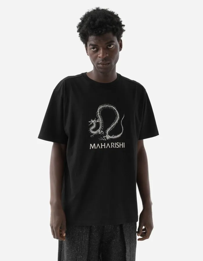Maharishi Short Sleeve TShirts 1354 Fossil Dragon TShirt Black 8211 Men