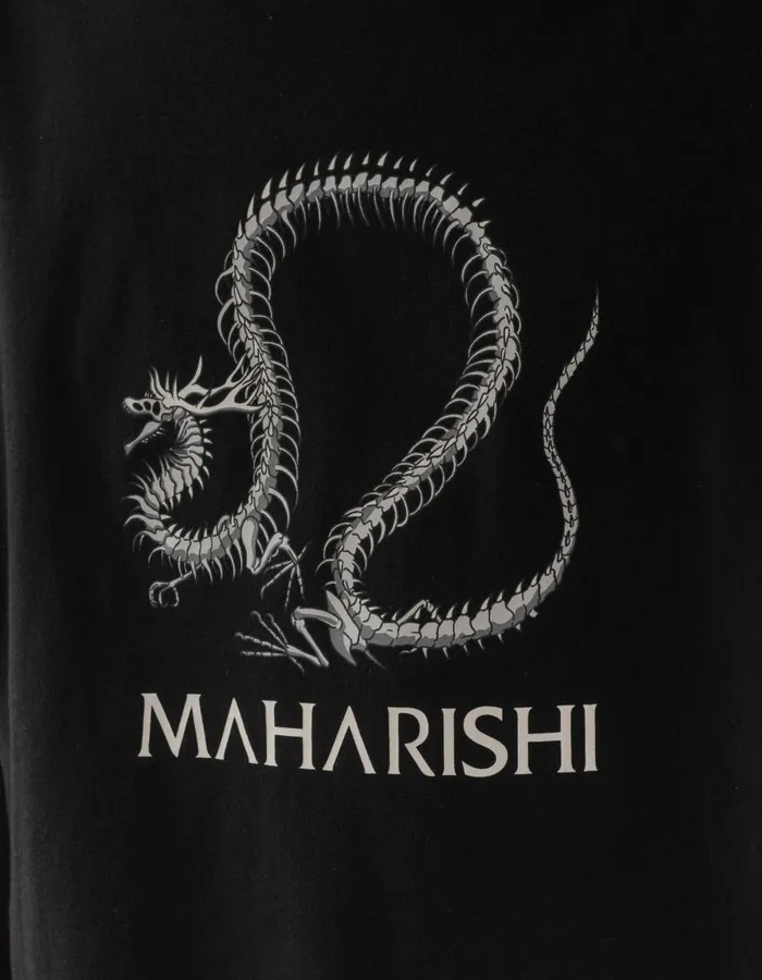 Maharishi Short Sleeve TShirts 1354 Fossil Dragon TShirt Black 8211 Men