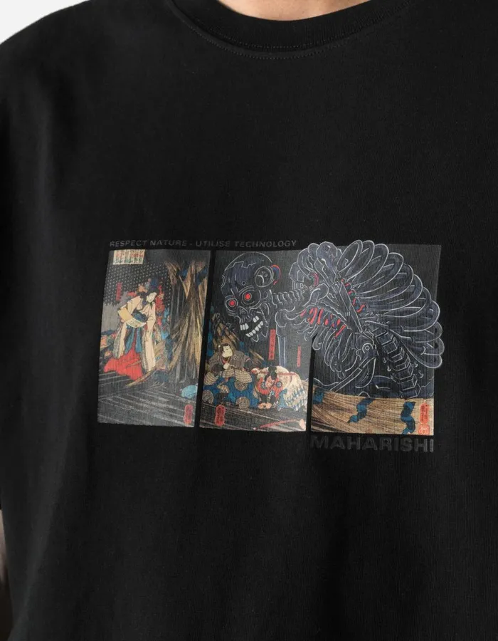 Maharishi Short Sleeve TShirts 1395 Cyber Skeleton TShirt Black 8211 Men