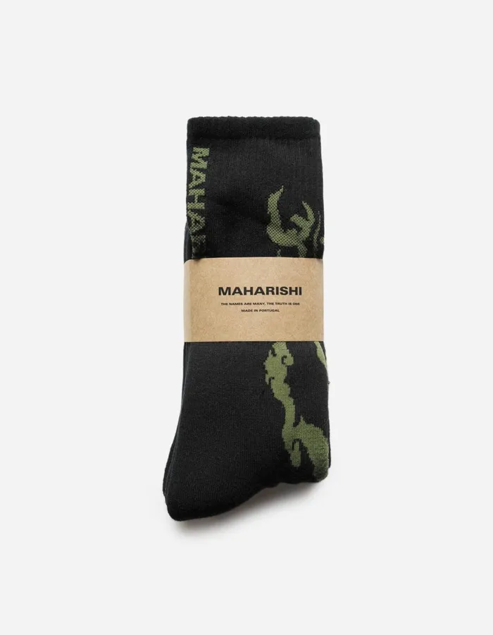 Maharishi Socks 1402 Bonsai Dragon Sports Socks 3 Pack BlackBlackBlack 8211 Men