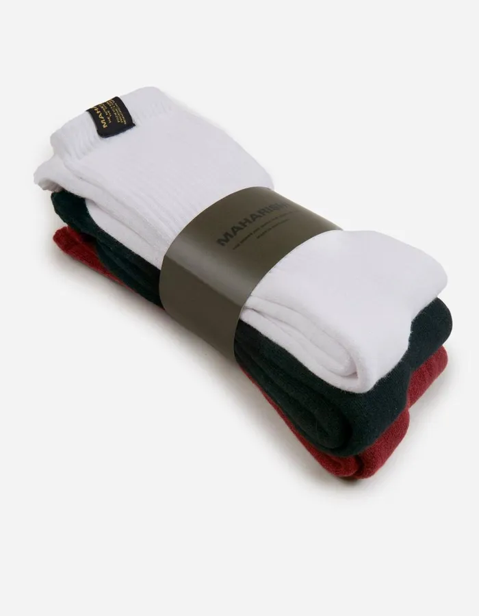 Maharishi Socks 9273 MILTYPE Sport Sock 3 Pack BlackLamaWhite 8211 Men