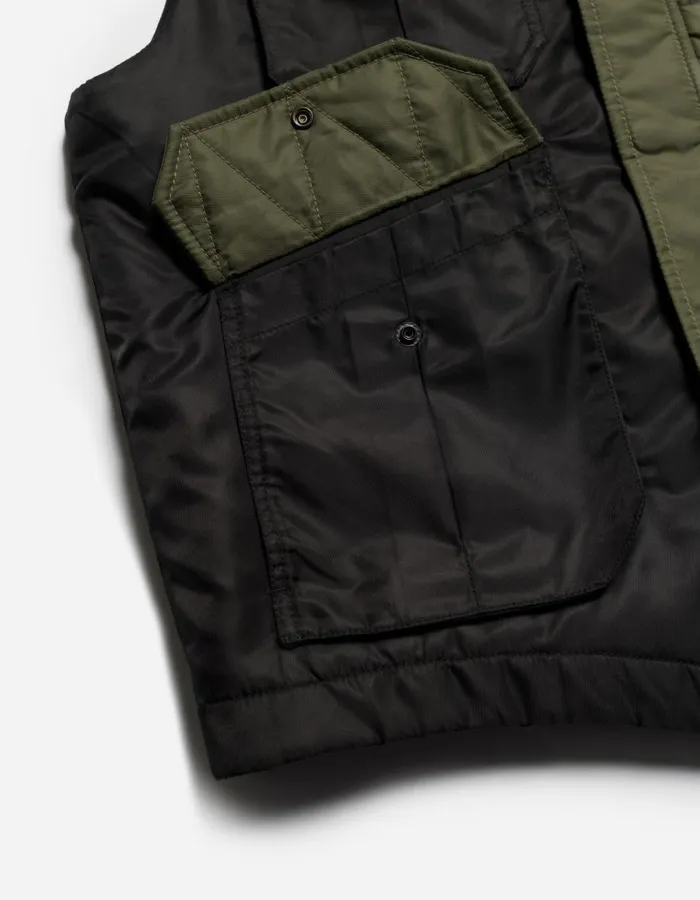 Maharishi Vests 5275 Padded Flight Vest BlackOlive 8211 Men