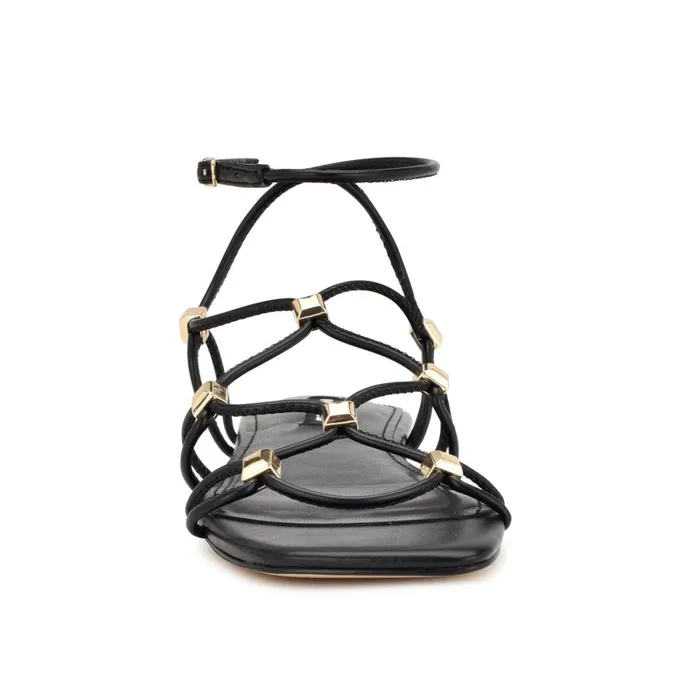 Majah Strappy Flat Sandals Black Women Nine West Flats