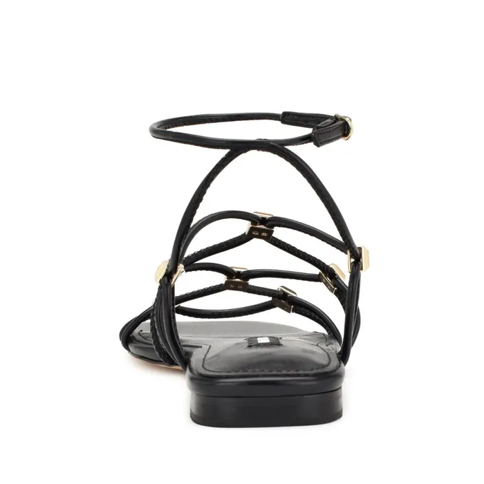 Majah Strappy Flat Sandals Black Women Nine West Flats