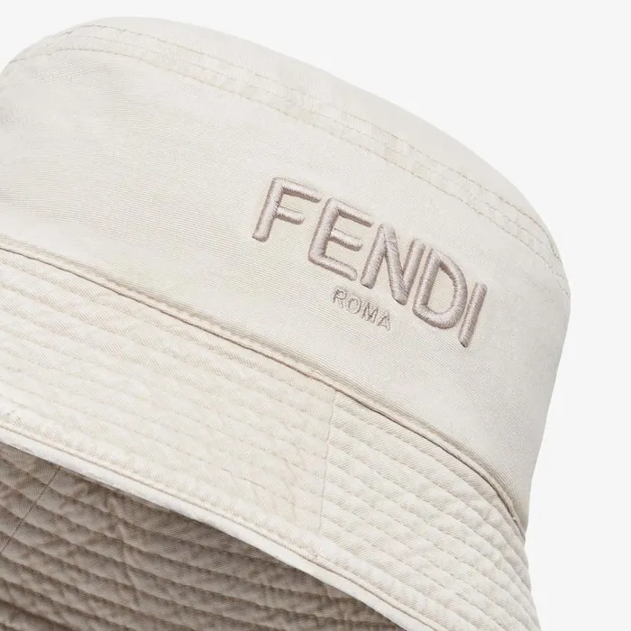 Man Beige Cotton Fishing Style Hat Beige Fendi Hats and Gloves