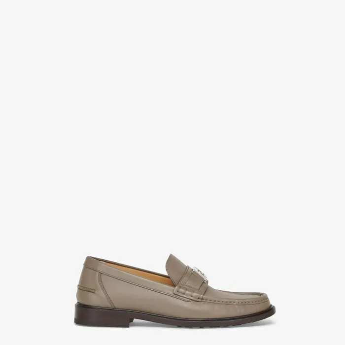 Man Beige Leather Loafers Beige Fendi Loafers and Mocassins