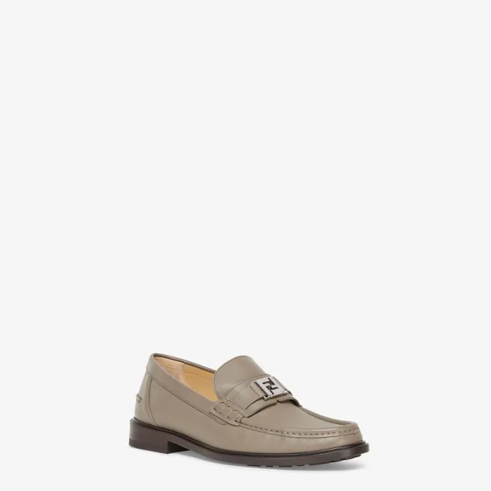 Man Beige Leather Loafers Beige Fendi Loafers and Mocassins