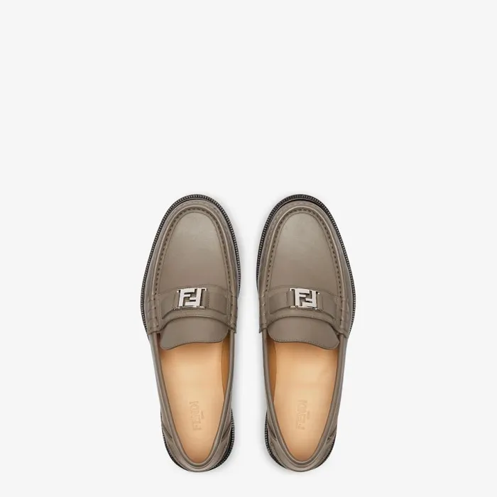 Man Beige Leather Loafers Beige Fendi Loafers and Mocassins