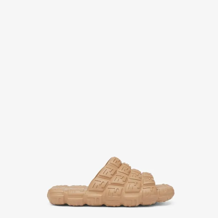 Man Beige Rubber Slides Beige Fendi Slides and Sandals