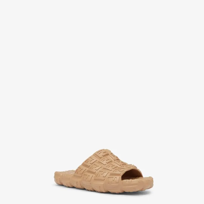 Man Beige Rubber Slides Beige Fendi Slides and Sandals