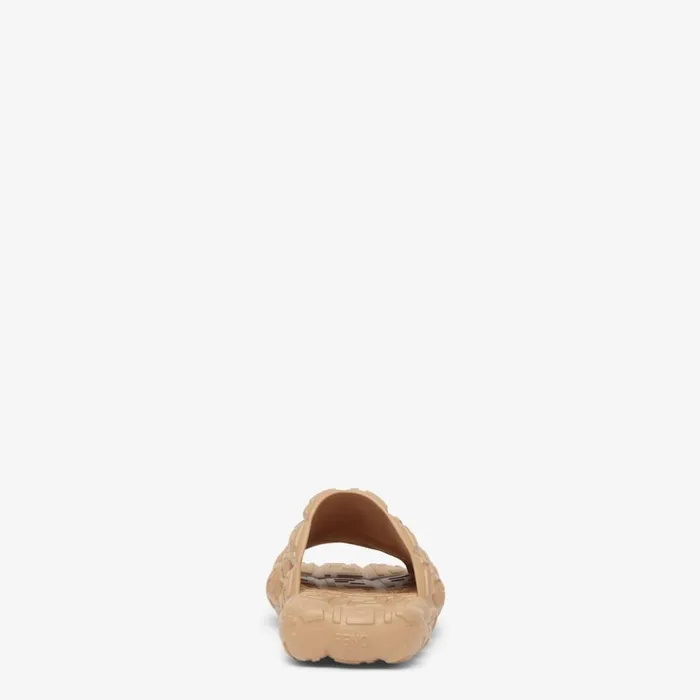 Man Beige Rubber Slides Beige Fendi Slides and Sandals