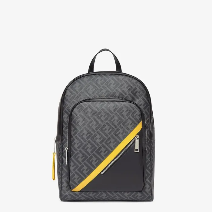 Man Black And Grey Ff Fabric Backpack Black Fendi Backpacks