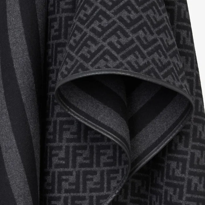 Man Black Cashmere Poncho Black Fendi Scarves