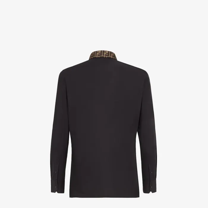 Man Black Cotton Shirt Black Fendi Shirts