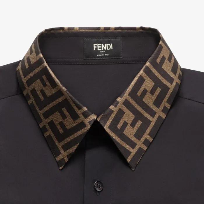 Man Black Cotton Shirt Black Fendi Shirts
