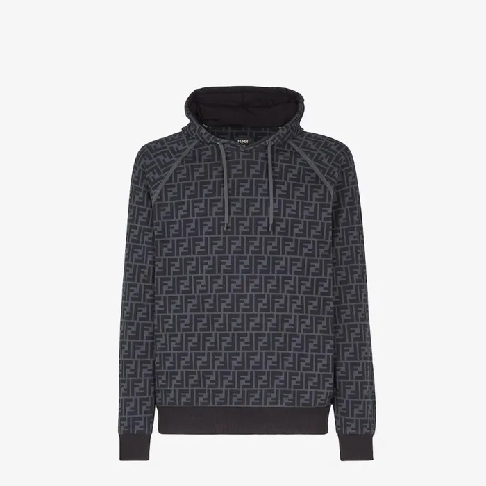 Man Black Cotton Sweatshirt Black Fendi Sweatshirts