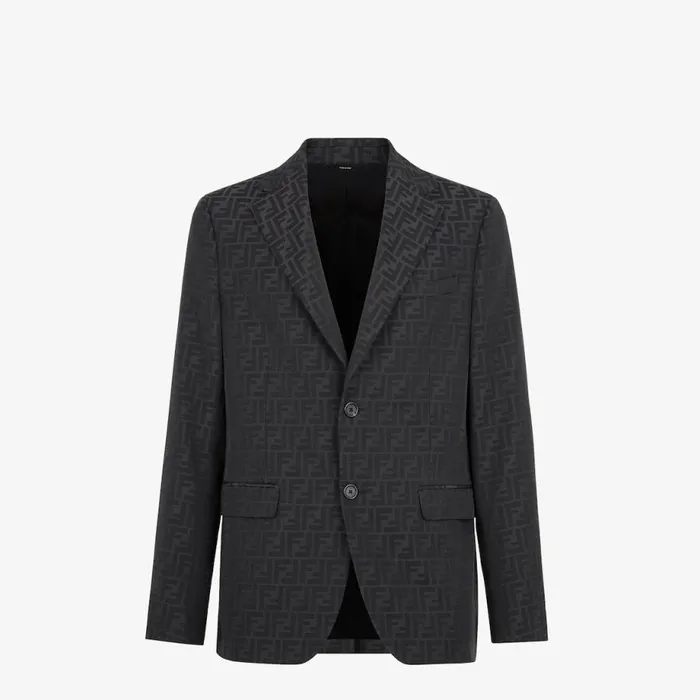 Man Black Fabric Blazer Black Fendi Jackets and Suits