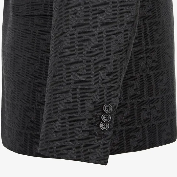 Man Black Fabric Blazer Black Fendi Jackets and Suits
