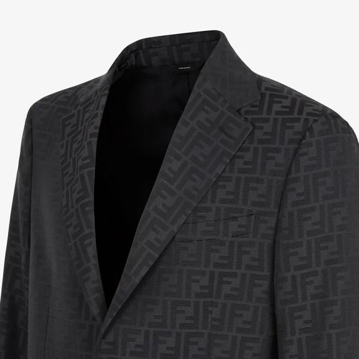 Man Black Fabric Blazer Black Fendi Jackets and Suits