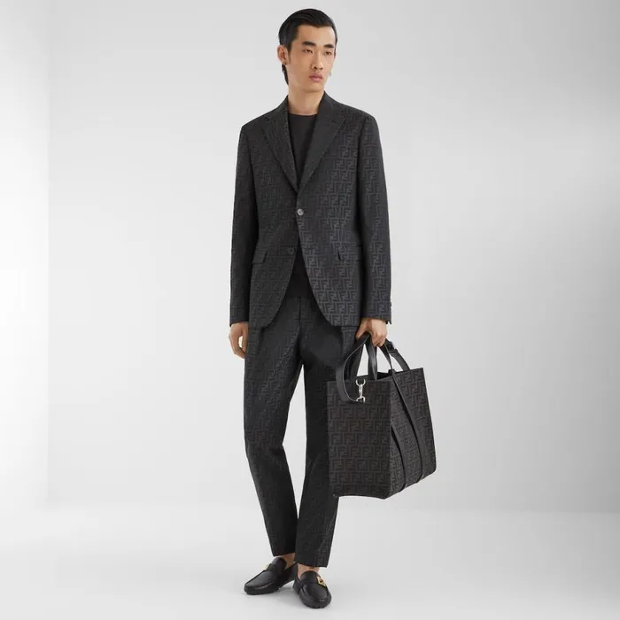 Man Black Fabric Blazer Black Fendi Jackets and Suits
