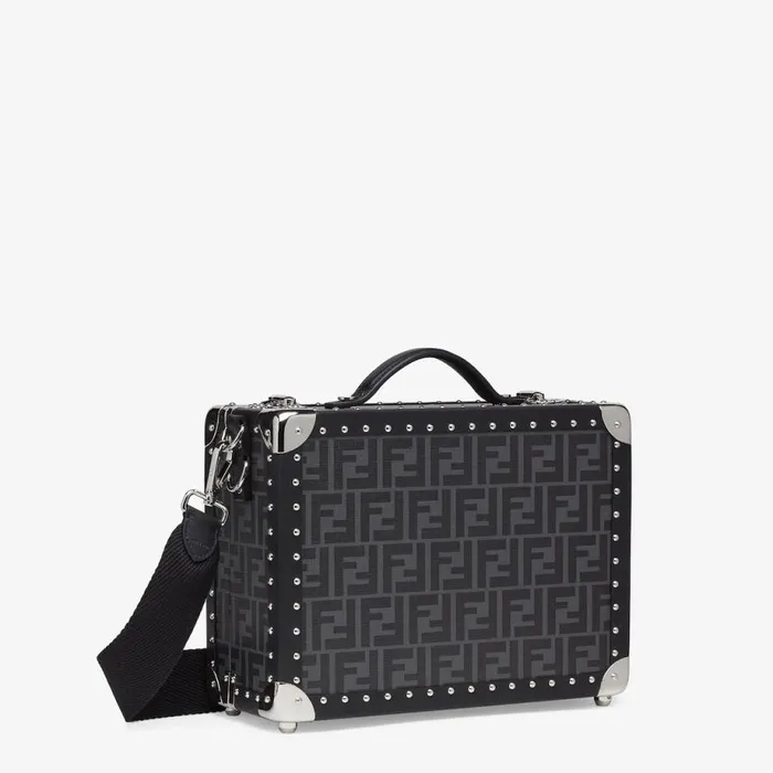 Man Black Fabric Suitcase Black Fendi Travel Bags
