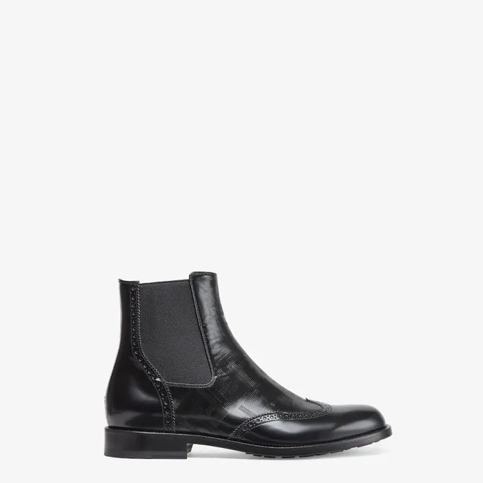 Man Black Leather Chelsea Boots Black Fendi Lace Ups and Boots
