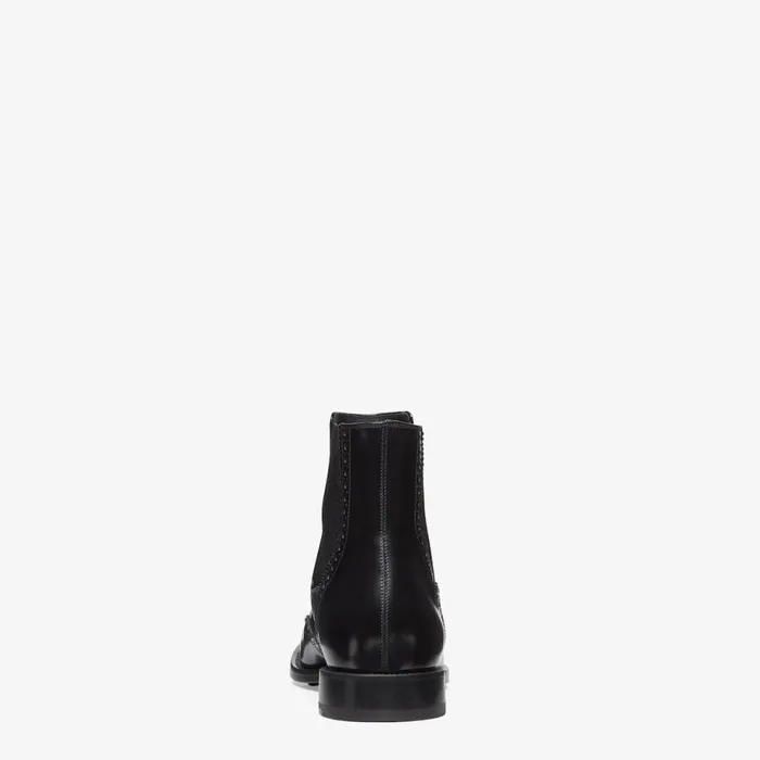 Man Black Leather Chelsea Boots Black Fendi Lace Ups and Boots