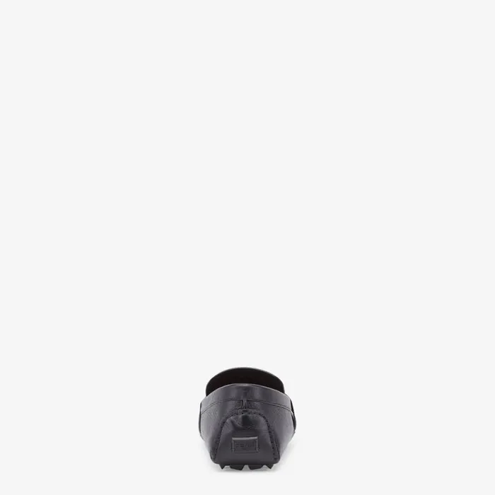 Man Black Leather Drivers Black Fendi Loafers and Mocassins