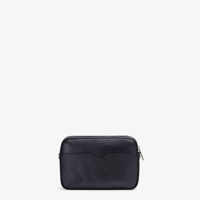 Man Black Leather Ff Print Bag Black Fendi Messenger Bags